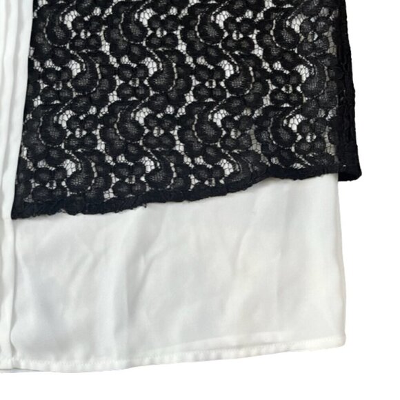 Karl Lagerfeld NWOT Black Lace Overlay White Sleeveless Button Down Shirt Medium - Picture 4 of 13